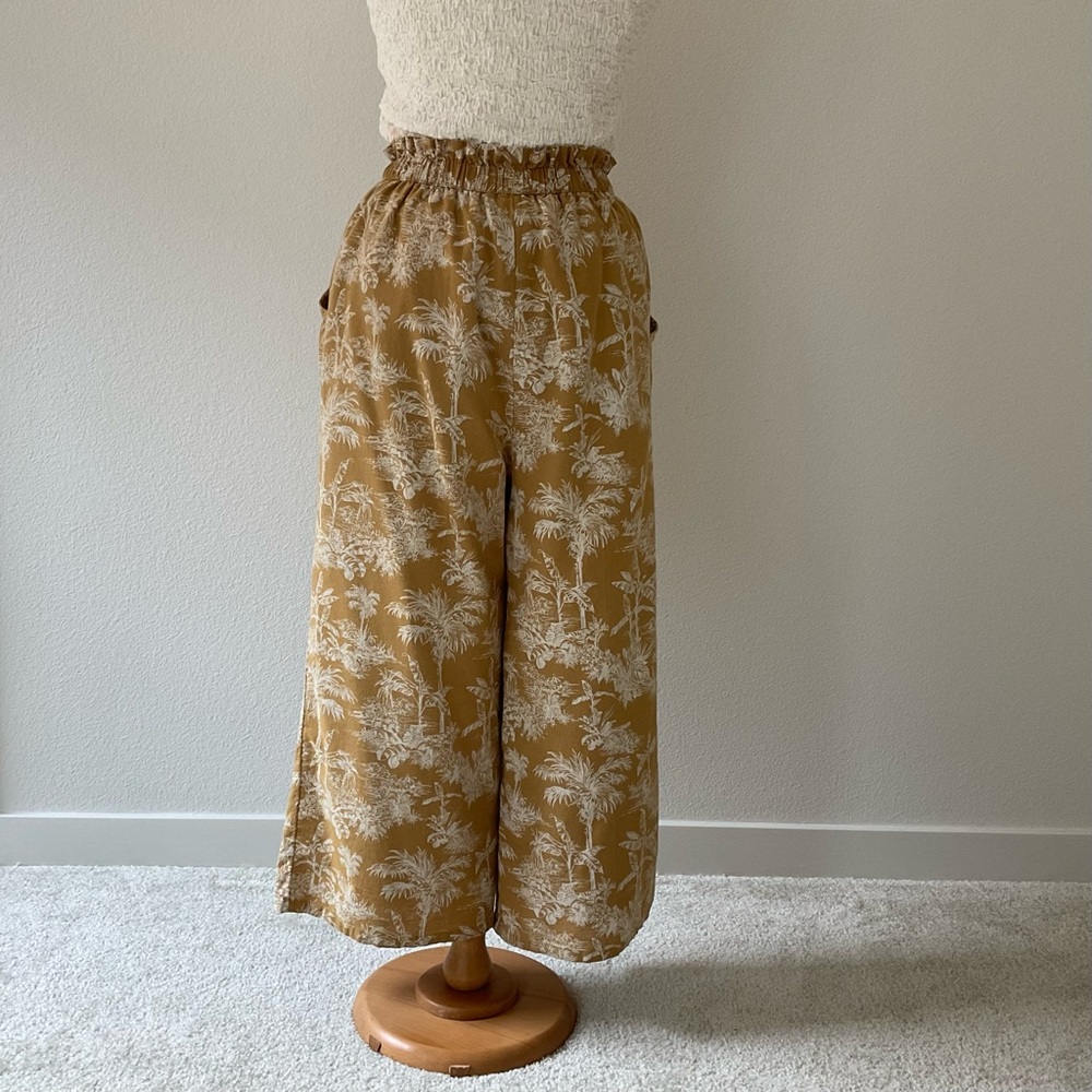 American Eagle Palm Tree High Waist Paperbag Pants M - Picture 3 of 13